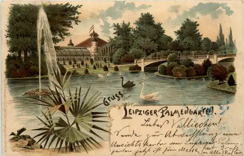 Leipzig - Gruss vom Palmengarten - Litho -97244