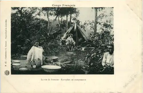 Congo - Europeen au campement -99328