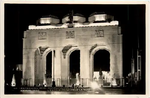 Antwerpen 1930 - Hoofdingang in de Nacht -99586