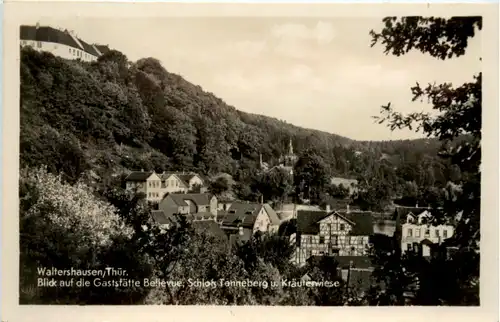 Waltershausen, Blick auf die Gaststätte Bellevue, Schloss Tanneberg -372076