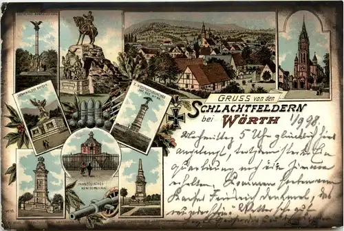 Gruss von den Schlachtfeldern bei Wörth - Litho -454764