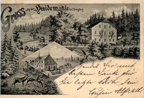 Gruss con der Haidemühle bei Dresden -454944