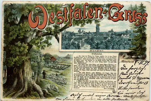 Münster - Westfalen Gruss - Litho -454968