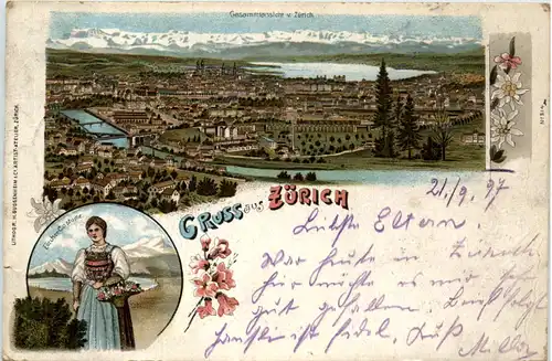 Gruss aus Zürich - Litho -455068