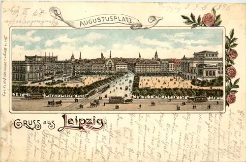 Gruss aus Leipzig - Augustusplatz - Litho -455188