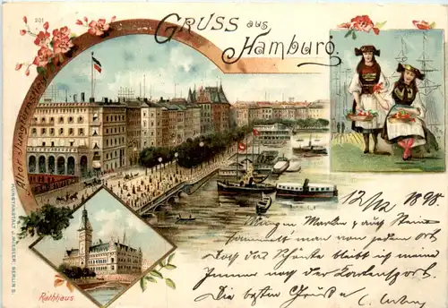 Gruss aus Hamburg - Litho -455066