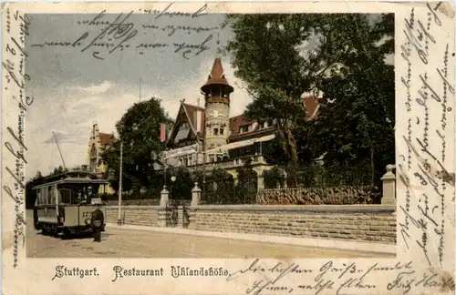 Stuttgart - Restaurant Uhlandshöhe mit Strassenbahn -455106