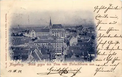 Augsburg, Blick gegen den Dom vom Perlachturm aus -356084