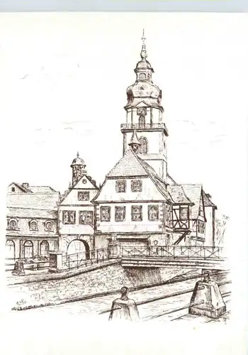 Erbach im Odenwald, Ev. Kirche und Rathaus -373098