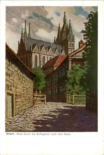 Erfurt, Blick durch die Stiftsgasse nach dem Dom -373906