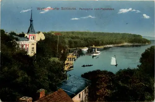 Woltersdorfer Schleuse, Panorama vom Flakensee -372168