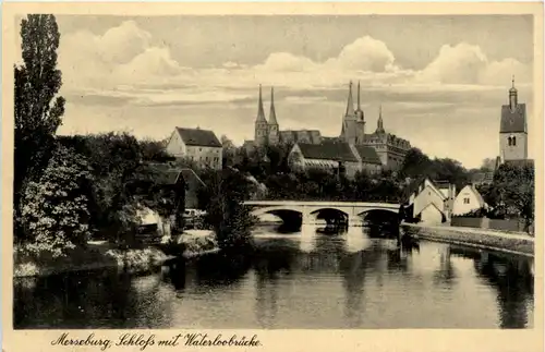 Merseburg, Schloss mit Waterloobrücke -456114