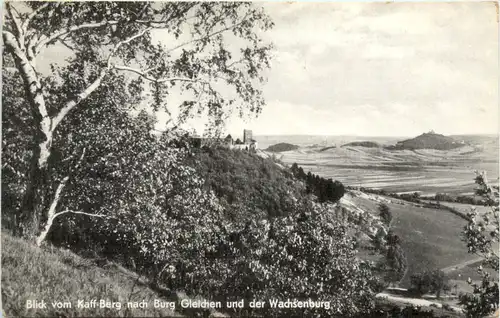 Blick vom Kaff-Berg nach Burg Gleichen und der Wachsenburg -455820