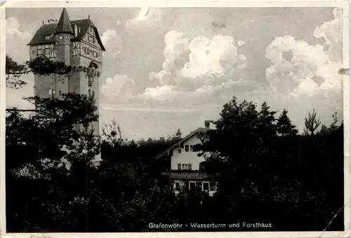 Grafenwöhr, Wasserturm und Forsthaus -456948