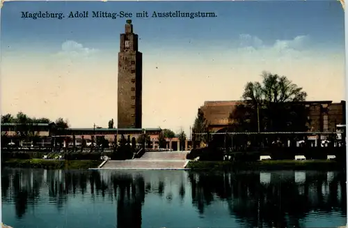 Magdeburg, Adolf-Mittag See mit Ausstellungsturm -456864