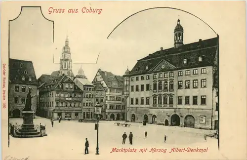 Coburg, Marktplatz mit Herzog Albert-Denkmal -457248