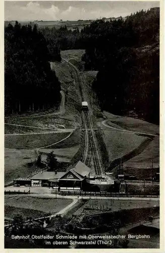 Bahnhof Obstfelder Schmiede mit Oberweissbcher Bergbahn im Schwarzatal -456538