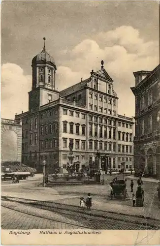 Augsburg, Rathaus u. Augustusbrunnen -456598