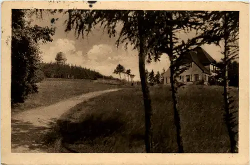 Plauen, Bismarcksäule mit Bismarckhaus auf dem Kemmler -456858