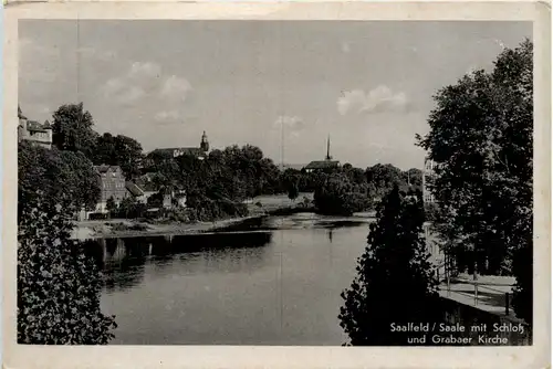 Saalfeld/Saale mit Schloss und Grabaer Kirche -455556