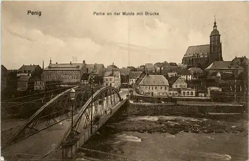 Penig, Partie an der Mulde mit Brücke -457240