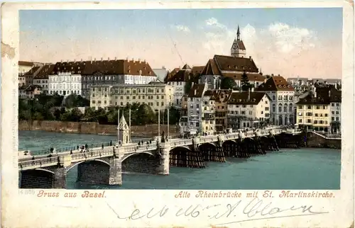 Gruss aus Basel - Alte Rheinbrücke -439326