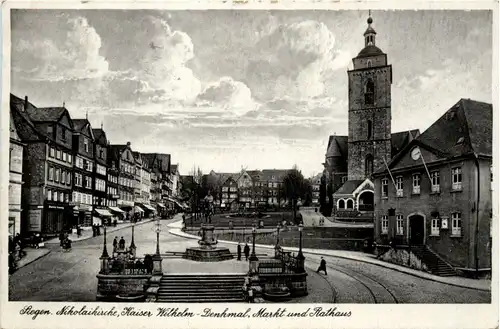 Siegen, Nikolaikirche, kaiser-Wilhelm-Denkmal, Markt und Rathaus -457246