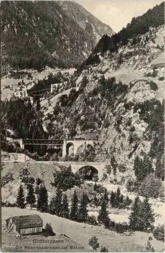 Gotthardbahn - Die Maienreussbrücken bei Wassen -453894