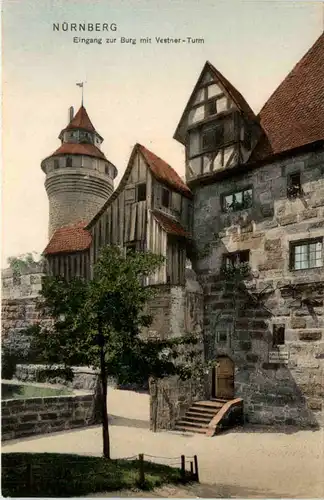 Nürnberg, Eingang zur Burg mit Vestner-Turm -456496