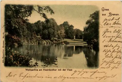 Bremen, Wallpartie am Heerdentor mit der Vase -456676