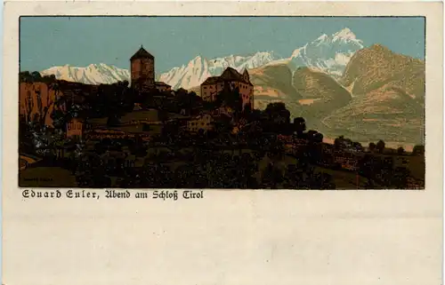 Meran - Abend am Schloss Tirol - Künstler Eduard Euler -458818