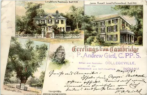 Greetings from Cambridge Indiana -458134