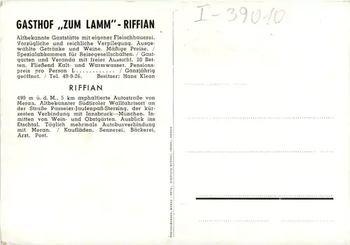 Riffian bei Meran - Gasthof Zum Lamm -458664