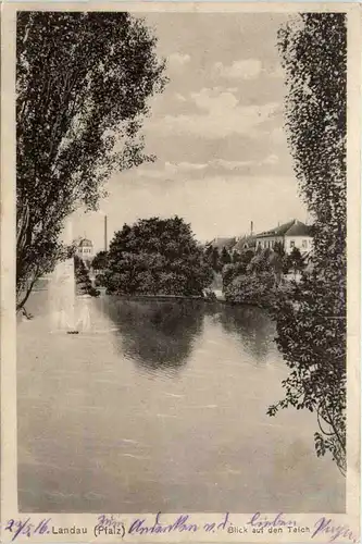Landau - Blick auf den Teich - Feldpost -454308