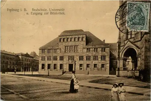 Freiburg i.Br., Realschule, Universität u.Eingang zur Bibliothek -359098
