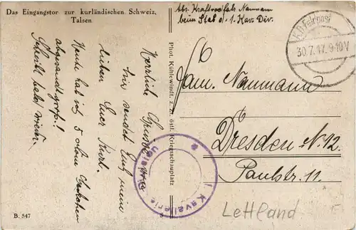 Ansicht von Talsen - Feldpost - Kavallerie Division -461144