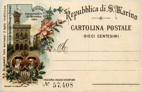 Republica di S. Marino - Inaugurazione 1894 -462232