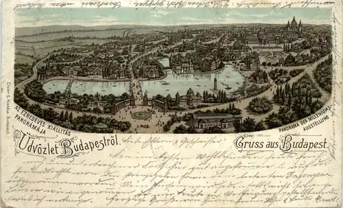 Gruss aus Budapest - Litho - Milleniums Ausstellung -463542