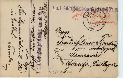 Hungary - Feldpost Österrreich Gebirgsbrigadesanitäts Anstalt Nr. 15 -463498
