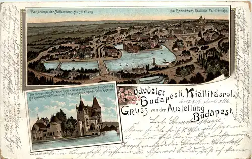 Gruss aus Budapest - Litho - Milleniums Ausstellung -463544