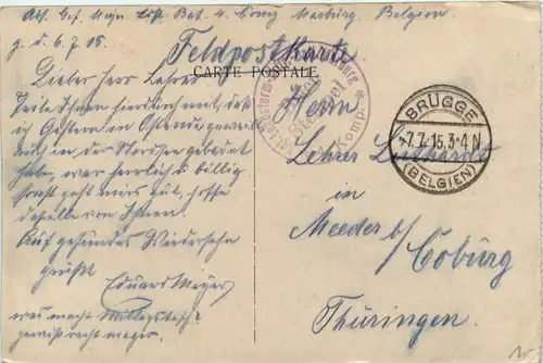 Ostende - Port - Feldpost Landsturm Marburg -464250