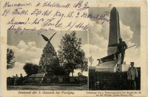 Denkmal der 5. Division bei Flavigny - Feldpost Ers Batl Fuss Art Reg. 18 -464650