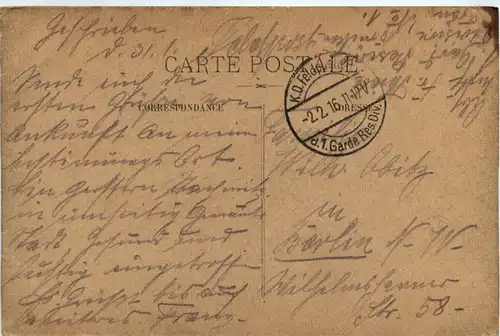 Cambrai - Fondation Gandelier Bolvin - Feldpost 1. Garde Res. Division -464452