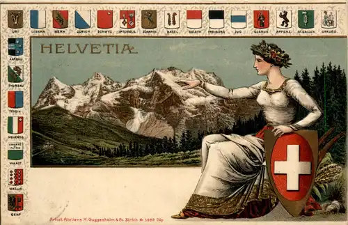 Helvetia - Prägekarte - Litho -466292