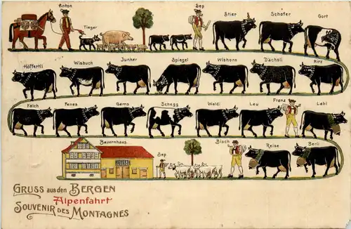 Gruss aus den Bergen - Alpenfahrt - Prägekarte -466820