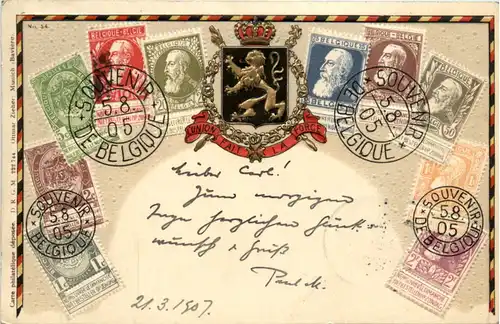 Belgique - Briefmarken - Prägekarte -465308