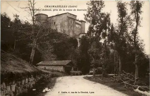 Chalmazelles, Le vieux chateau, pris de la route de Sauvain -365194
