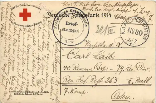 Kaiser Wilhelm II - Feldpost Freiwillige Krankenpflege -470732