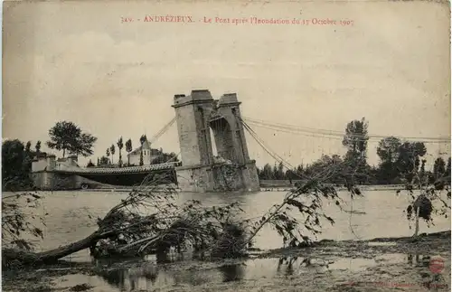 Andrezieux, Le Pont apres lÌnondantion du 17 Octobre 1907 -366034