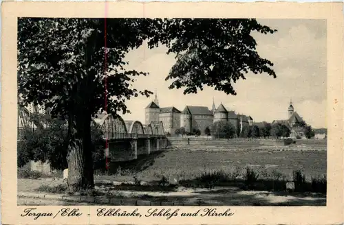 Torgau, Elbbrücke, Schloss und Kirche -360348